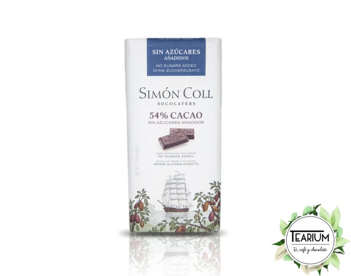 Chocolate 54% de Cacao Sin Azúcares Añadidos Simon Coll - Tearium